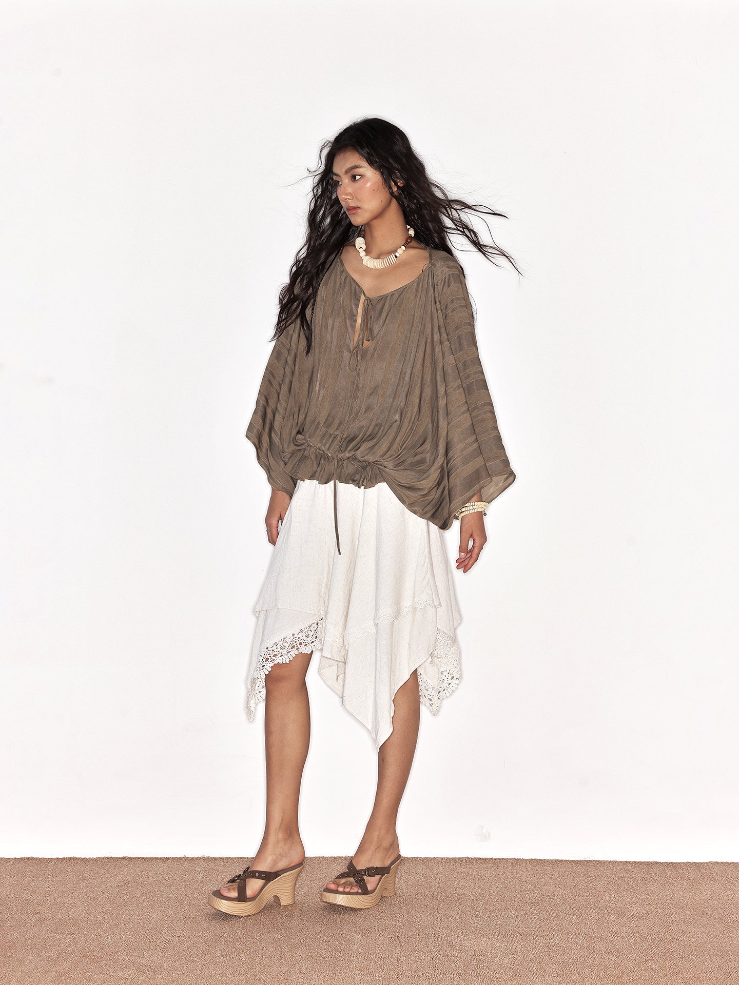 Brown Wedge Cross-Strap Sandals