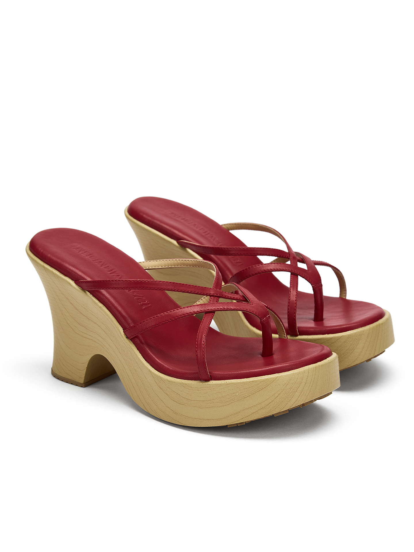 Red Wedge Thin-Strap Sandals