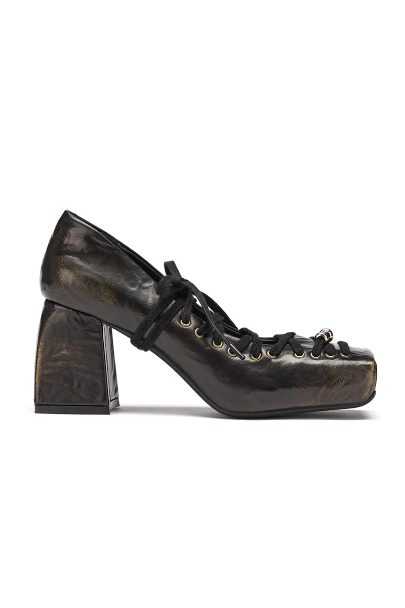 Lace-up heels(black)