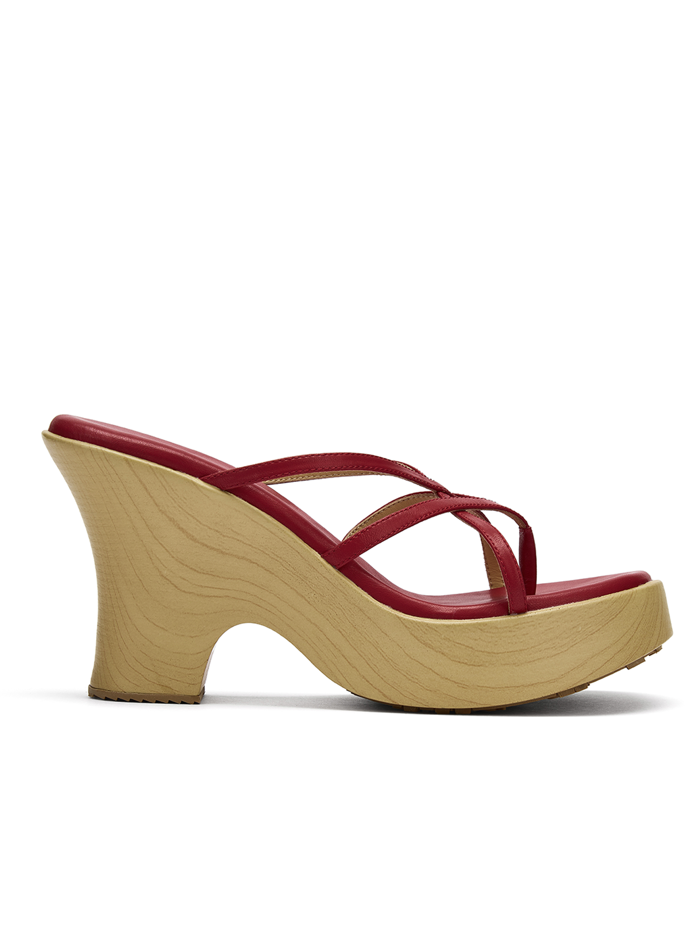 Red Wedge Thin-Strap Sandals