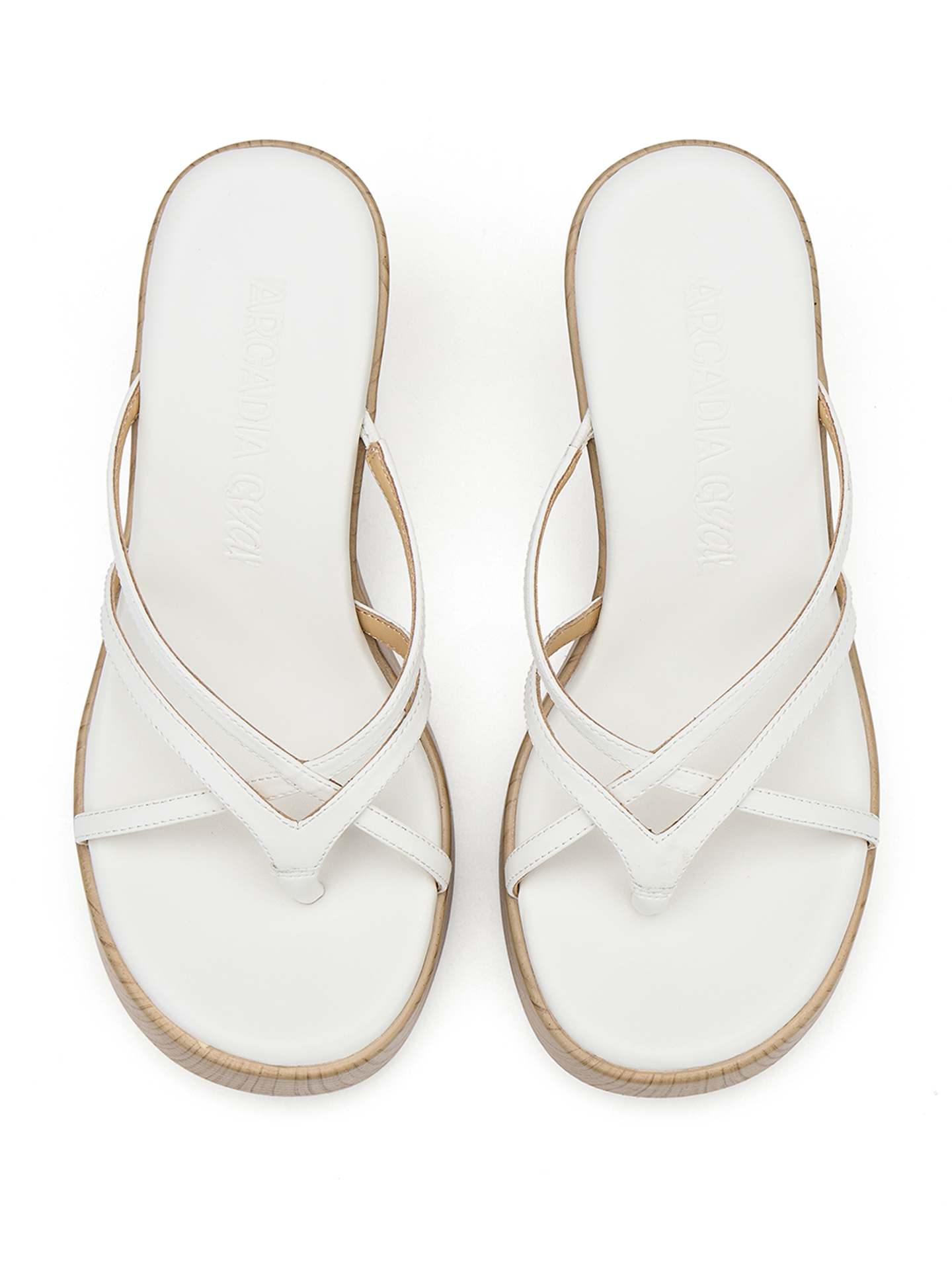 White Wedge Thin-Strap Sandals