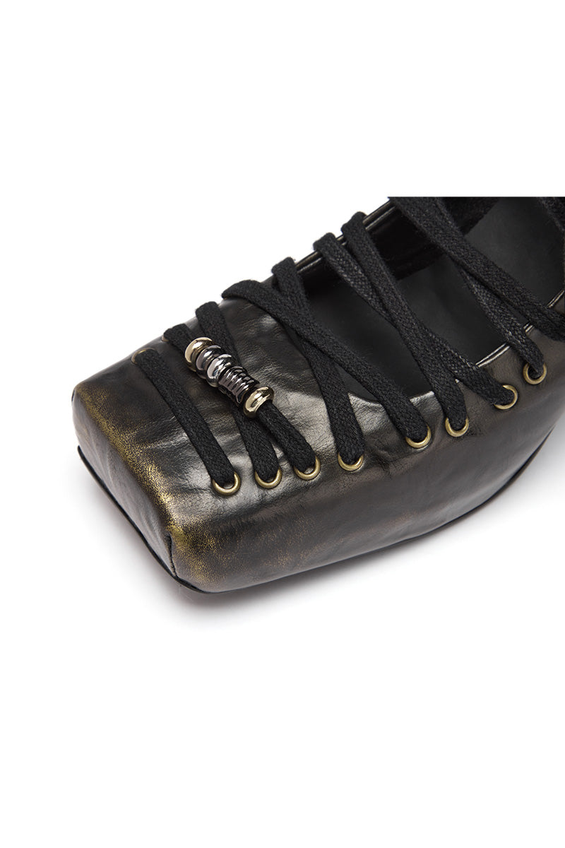 Lace-up heels(black)
