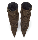 Pointed toe pleated boots(brown)