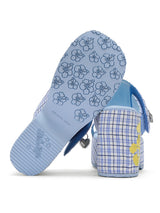 Blue Plaid Hiciscus Platform Sandals