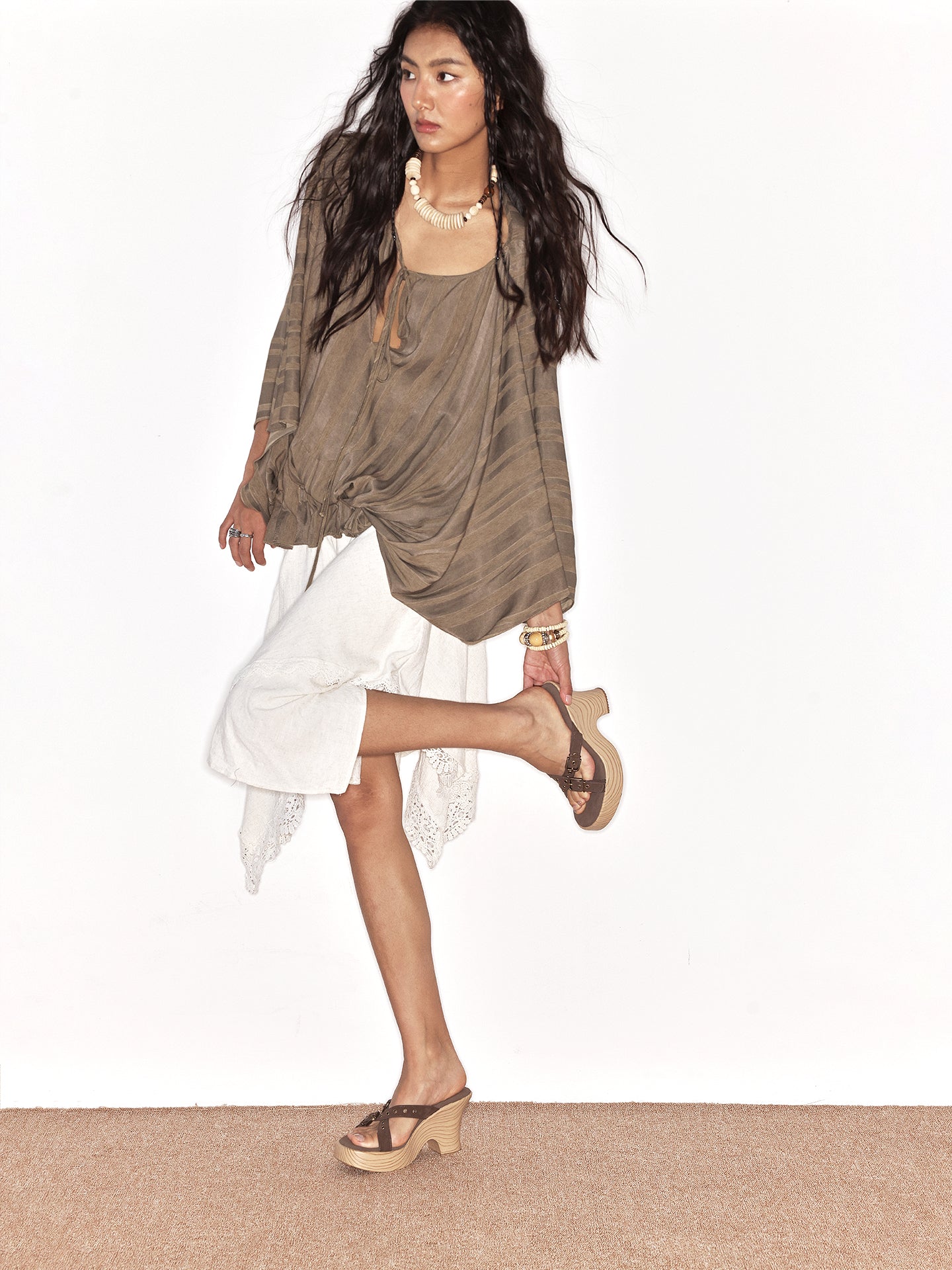Brown Wedge Cross-Strap Sandals