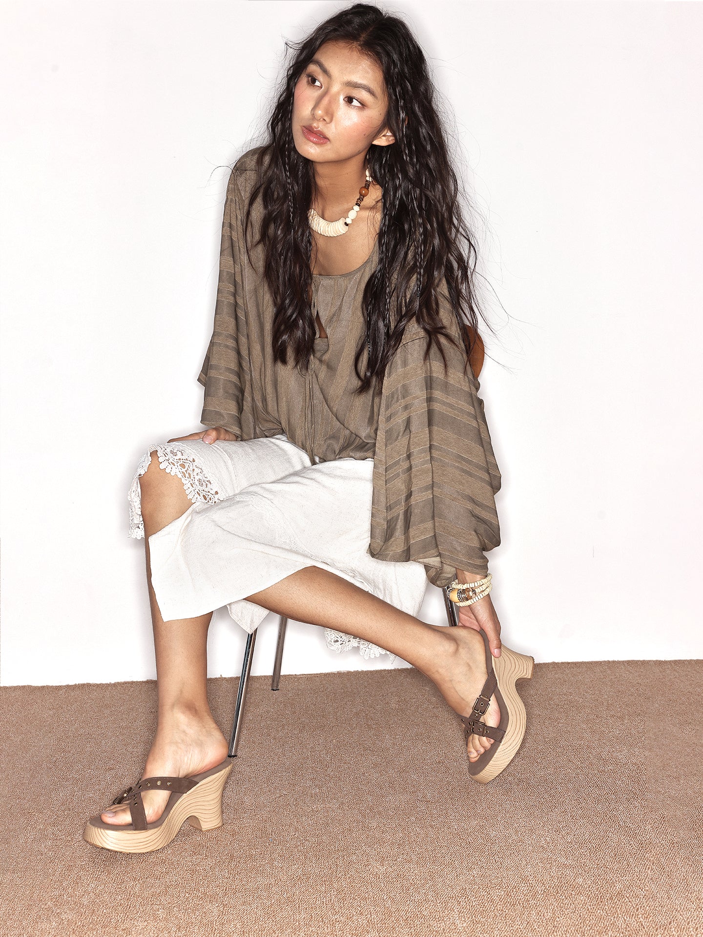 Brown Wedge Cross-Strap Sandals