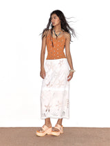 Orange Plaid Hiciscus Platform Sandals