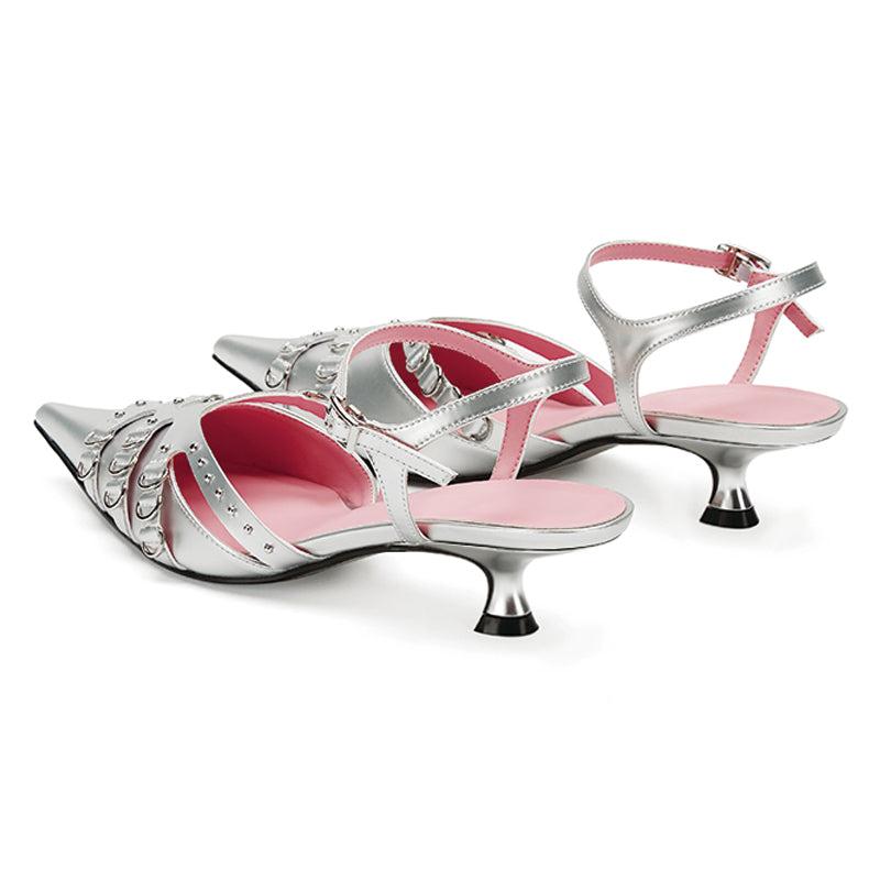 Kitten Heels - Silver