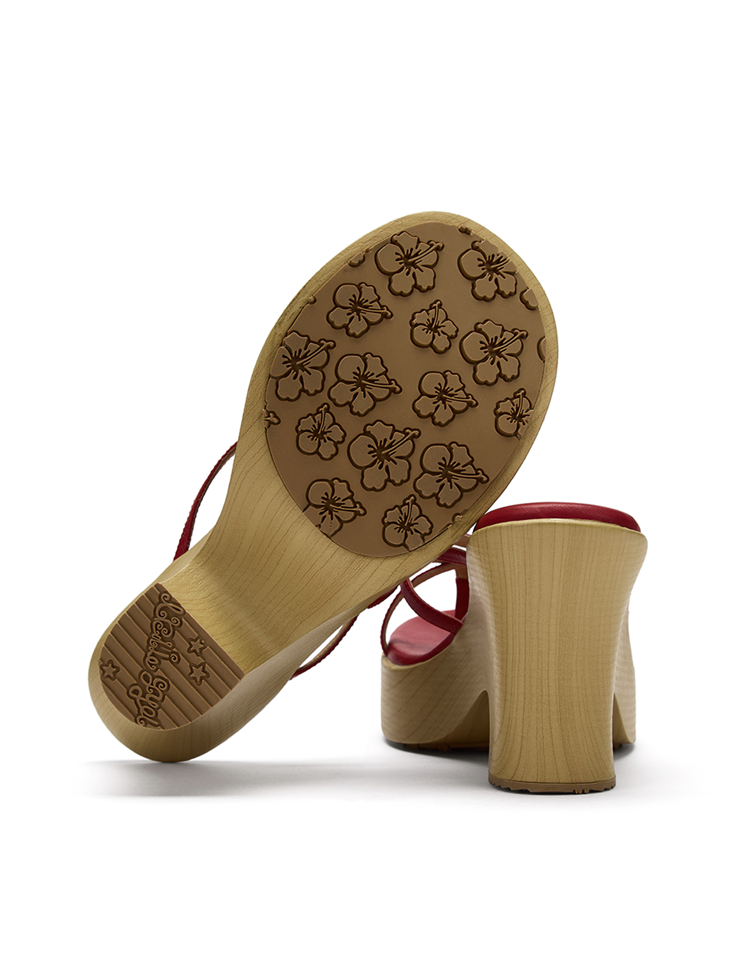 Red Wedge Thin-Strap Sandals