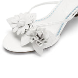 White Flower Heel Sandals