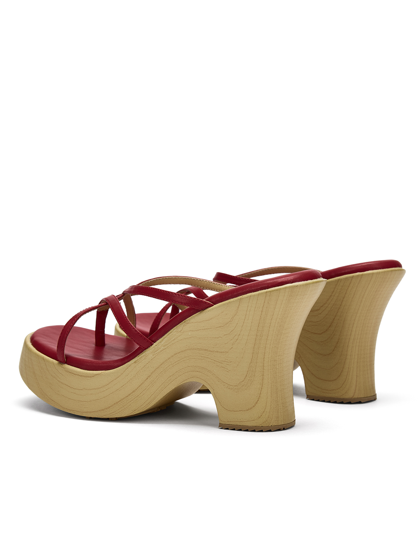 Red Wedge Thin-Strap Sandals
