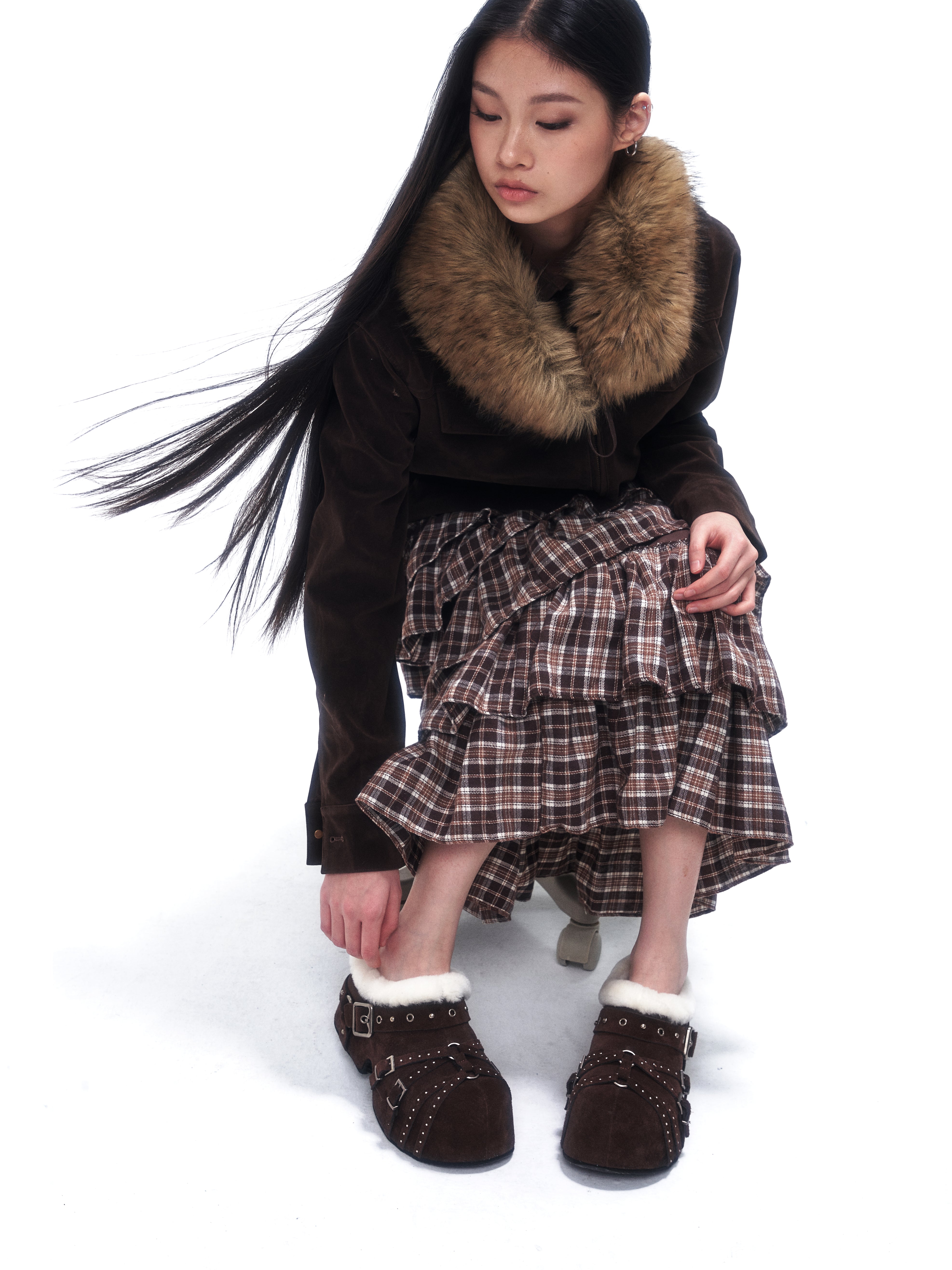 Brown Covertoe Furry Slipper