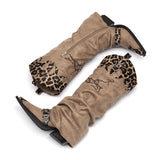 Pleated Cowboy Boots - leopard print