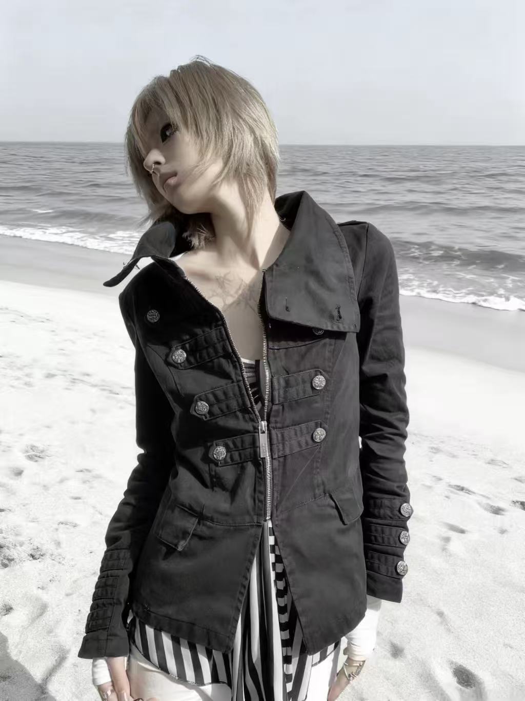 IMDELUSION "Regency Punk" Stacked-Neck Utility Jacket