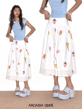 Blue Plaid Hiciscus Platform Sandals