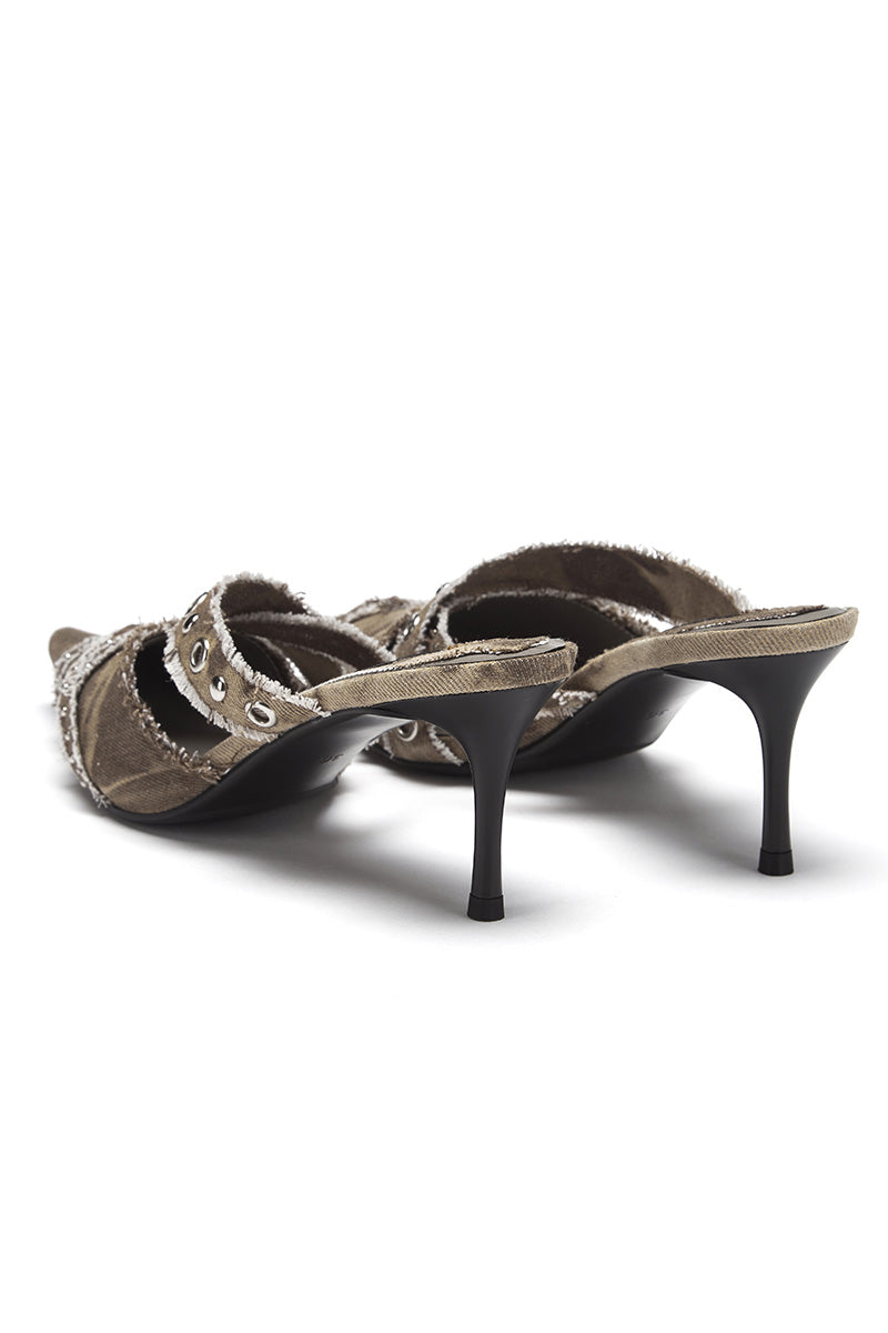 Tie Up Rivet heel slippers - Sand